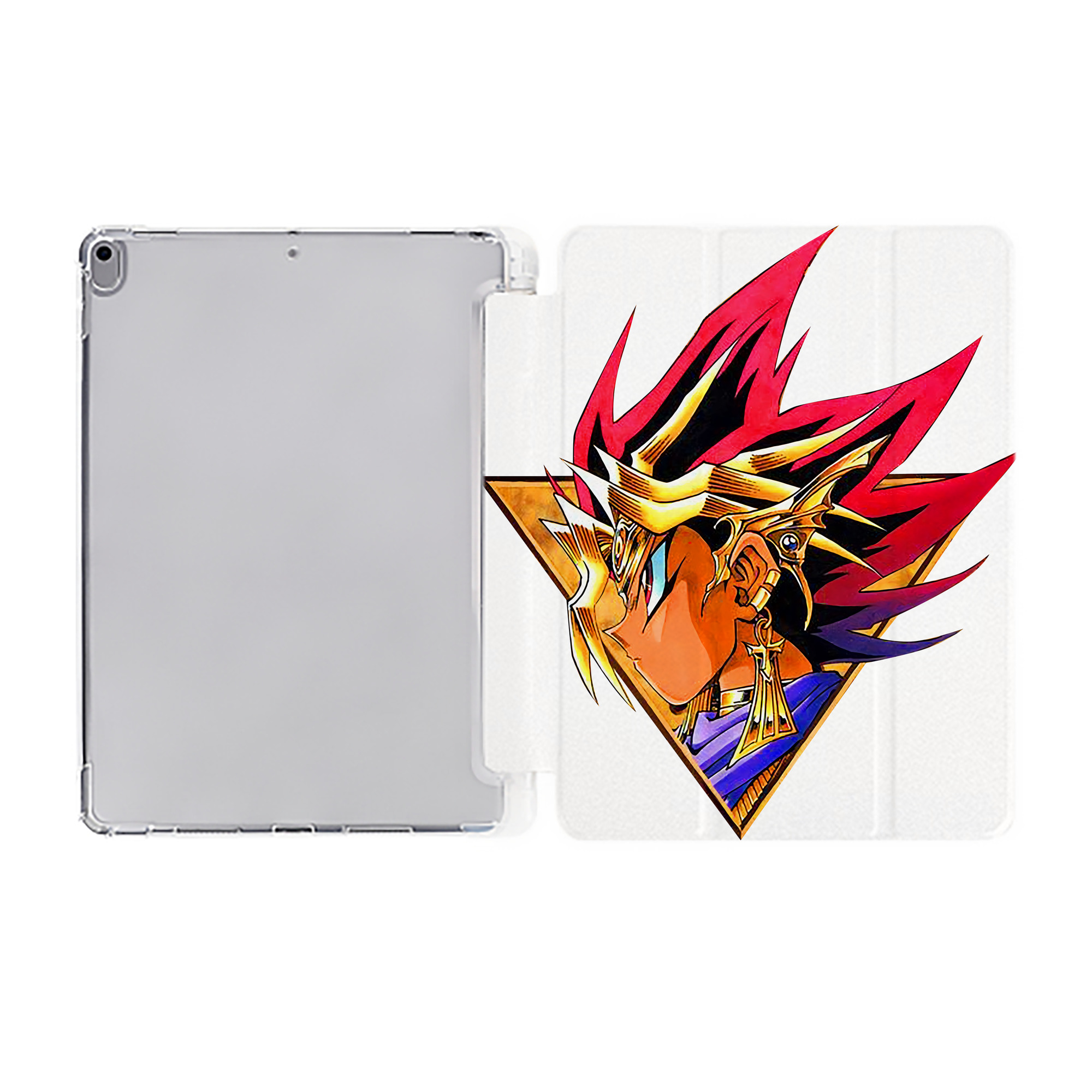 （画像用） 遊☆戯☆王 Yu-Gi-Oh! IPad ケース ペン収納付き 三つ折りスタンド PUレザー×シリコン 対応機種9.5/10.5/10.9インチ